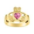 thumbnail image 1 of RYLOS Rings Gold Plated Silver Claddah Love, Loyalty & Friendship Heart 6MM Gem Irish Wedding Band Claddagh Rings October Pink Ice Jewelry Size 8, 1 of 7