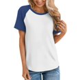 thumbnail image 2 of Timegard Womens Tops Summer Casual Color Block Drop Shoulder Short Sleeve Comfy Loose Blouse Top Tee, 2 of 5