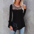 thumbnail image 2 of Pompotops Mode Femmes Casual en Vrac Leapard Imprimé Irrégulière Épissage Col Rond Tees Tops, 2 of 9