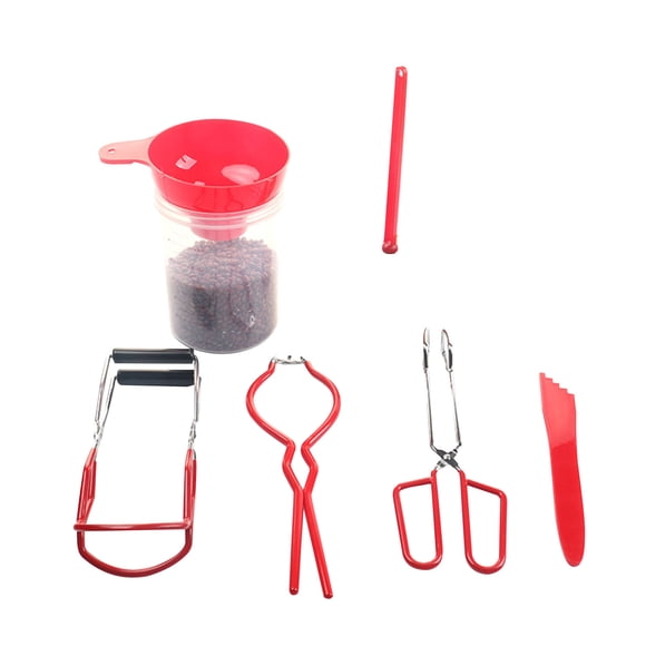 EGNMCR Trousse d'Entrée pour Produits en Conserve, Ensemble d'Outils en Conserve de 7 Pcs, avec Cadre en Acier Inoxydable, Entonnoir à Grand Ouverture, Pinces de Cuisine, Lève-Boîte, Lève-Couvercle Magnétique, Clé pour Boîte Pinces pour Confiture de Boîtes