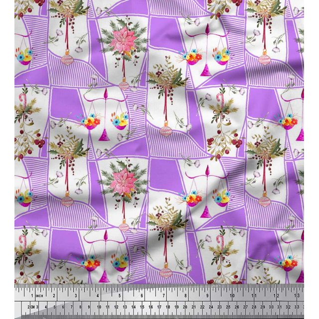 Soimoi Rayon Fabric Leaves & Flower Floral Print Fabric by The Yard 42 Inch Wide