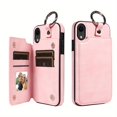 thumbnail image 5 of Premium iPhone 15/14/13/12/11 Pro Max Wallet Case - Ring Buckle Design, Multi-Card Slots, Faux Leather, Double Magnetic Closure, Shockproof Kickstand Cover with Anti-Slip Grip, 5 of 5