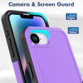 thumbnail image 4 of TJS Phone Case for iPhone 17e / iPhone 16e, with Tempered Glass Screen Protector, Heavy Duty Rugged Shockproof Full Body Protection Cover (Purple), 4 of 5