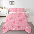 thumbnail image 1 of Erosebridal Ensemble de Literie Licorne Rose pour Filles, Couette Simple, Château Couronne de Princesse, Réversible 2 Pcs, 1 of 7
