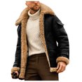 thumbnail image 2 of EGNMCR Jackets for Men Men Mid-length Windbreaker Jacket With Lapel Color Suede Coat, 2 of 9