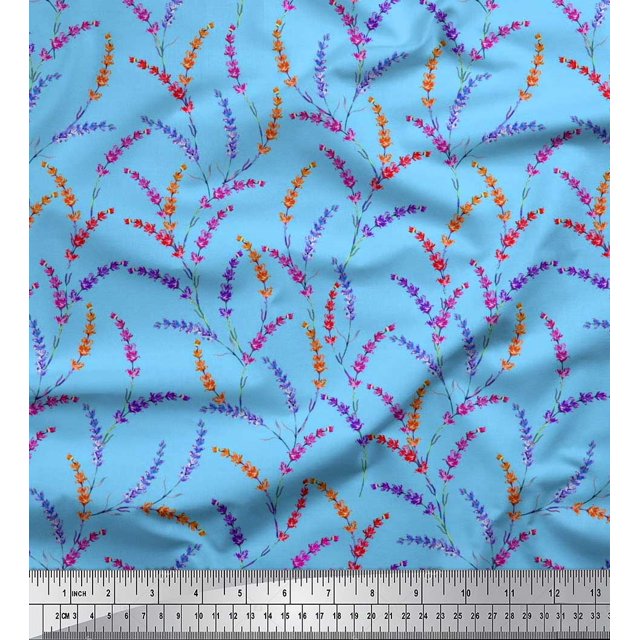 Soimoi Poly Georgette Fabric Lavender Floral Print Fabric by Yard 42 Inch Wide