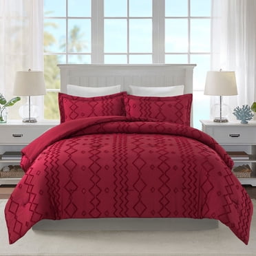JML Tufted Queen Comforter Set 3 Pieces, Jacquard Boho Tufts Bedding Set - All Season Duvet and 2 Pillow Shams Bed Sets, White