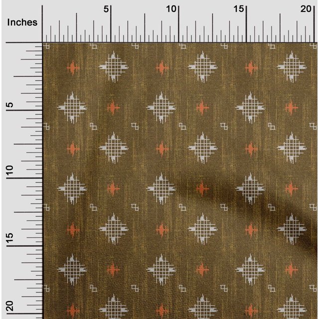 oneOone Cotton Poplin Fabric Check Kasuri Printed Craft Fabric BTY 42 Inch Wide