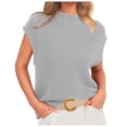 thumbnail image 1 of Womens Mock Neck Sleeveless Sweater Vest - Lightweight Ribbed Knit, Casual Summer Short Cap Sleeve Pullover Tank Tops - Versatile for Daily & Work Occasions, 1 of 6