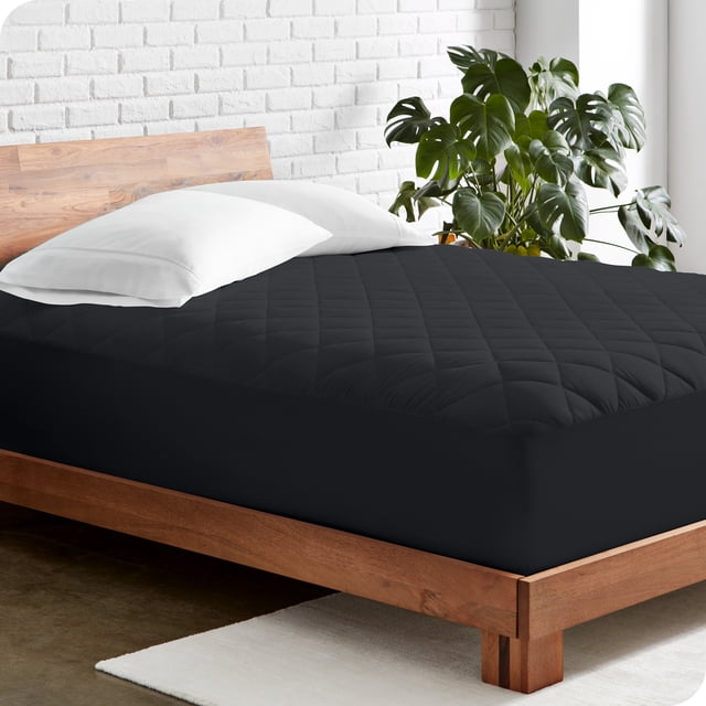 Bare Home Protège-Matelas Matelassé - Surmatelas Rafraîchissant - Housse Ajustée à Poche Profonde - Lit Simple, Noir