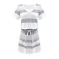 thumbnail image 4 of Bigersell Robes Formelles Liquidation Femme Col Rond Manches Courtes Mini Robe T-Shirt Style D-16 Robes à Épaules Dénudées Robes d'Été Régulières pour Dames, Gris TG, 4 of 4