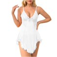 thumbnail image 1 of Cozy Earth Pajamas Femmes Robes de Nuit en Dentelle Mini Pajamas Chemises de Nuit Mignonnes Robe à Bretelles Spaghetti Vêtements de Nuit Chemise Sans Manches Vêtements de Nuit Robe Grande Taille Pajamas Blanc TTG, 1 of 9