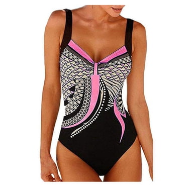 Women's Print Swimwear One Piece Swimsuit Female Vintage Retro Bathing Suits Beach Wear Swimming Suit