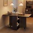 thumbnail image 2 of Space Saving Folding Dining Table with 2 Tier Storage-Extendable Drop Leaf Farmhouse Wood Kitchen Dining Room Tables Set for 4, Collapsible Expandable Rectangle Dinner Kitchen Office Furniture, 2 of 7