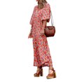 thumbnail image 2 of Kmbangi Robe Longue pour Femmes à Imprimé Géométrique, Col en V, Manches Longues Bouffantes, Coupe Ample, Robe Mode pour le Printemps et l'Été, 2 of 5