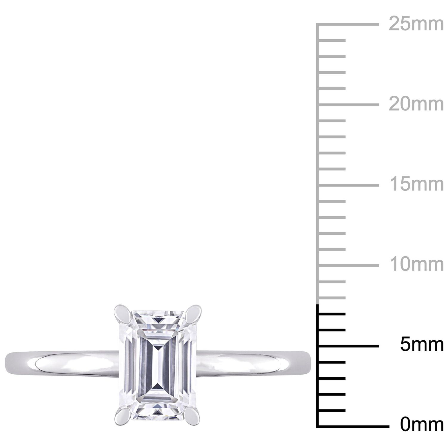 Bague de fiançailles solitaire de Miabella avec 1 CT PBT de moissanite de coupe émeraude en argent sterling