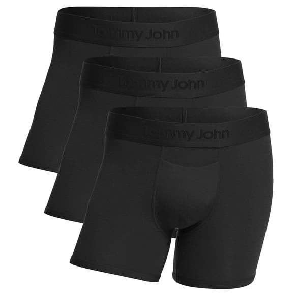 Tommy John Men's Second Skin Trunks - 3 Pack - Comfortable Breathable Soft Underwear for Men (Black, X-Large)