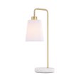 thumbnail image 1 of Acento Arched Decorative Table Lamp – 19” Modern Metal & Stone Base with Off-White Tapered Shade, 1 of 6