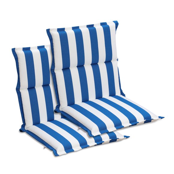 Aoodor Coussins de Chaise à Rebord Extérieur, Ensemble de 2 pour Chaises de Salle à Manger de Patio, Coussins de Siège de Patio Résistants à la Décoloration 39 x 20 x 2,4 Pouces pour Chaises de Terrasse et de Véranda, Rayure Bleue