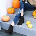 thumbnail image 4 of Bottes Cheville à Talon Bloc à Bout Rond à Fermeture Éclair Latérale pour Femmes BLISSFUL STEP Noires 6, 4 of 7