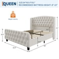 thumbnail image 3 of PIONEERWORKS 51" Tall Queen Size Bed Frame with Deep Button Tufted Wingback Headboard and Footboard, Velvet Upholstered Platform Bed Frame, Cream, 3 of 8