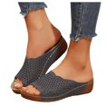 thumbnail image 1 of Womens Wedge Orthopedic Sandals 2025 Comfortable Leather Arch Support Orthotic Platform Walking Dress Slip on, 1 of 7