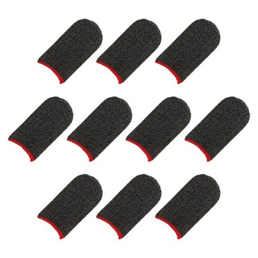 Unique Bargains Mobile Doigt Manche Contrôleur Doigt Manche Doigt Gants Noir/rouge, Fibre d'Argent, Pack de 12