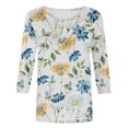 thumbnail image 4 of CEHVOM T-shirt de Mode pour Femme Mi-Long à Manches 3/4 Blouse à Col Rond Hauts Décontractés Liquidation, 4 of 5