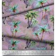 thumbnail image 2 of Soimoi Modal Satin Fabric Check,Text & Coconut Tree Decor Fabric Printed Yard 42 Inch Wide, 2 of 2