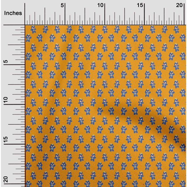 oneOone Polyester Lycra Mustard Yellow Fabric Robot Cartoon Craft Projects Decor Fabric Printed By The Yard 56 Inch Wide