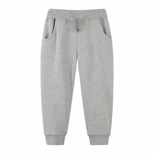 WEIYLL Pants for Boys Solid Color Tracksuit With Bunched Feet Mid Sized Hoodie Grey Fall Activewear size 4-5 Years