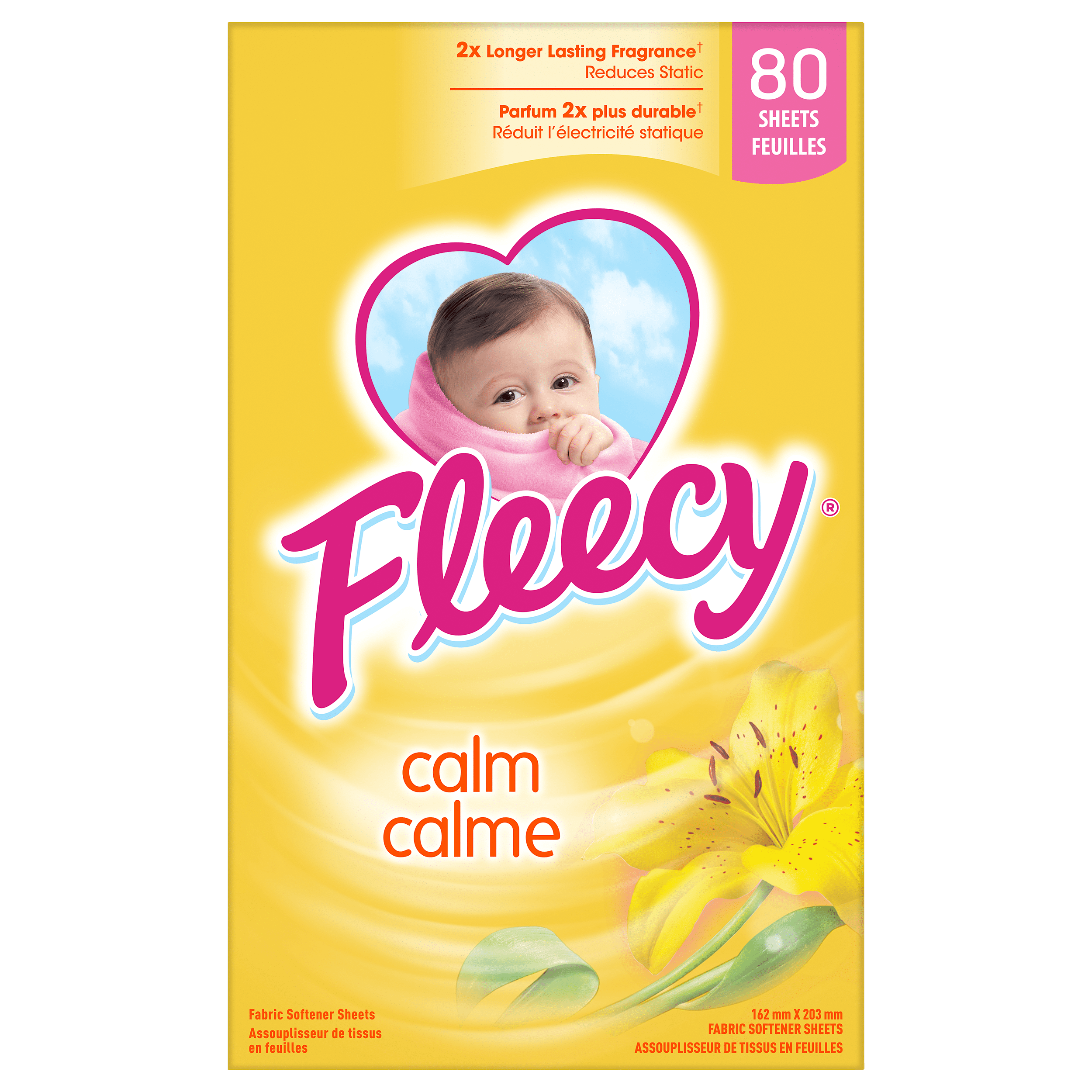 Fleecy Aroma Therapy Calm Dryer Sheets, Vanilla and Honey Lotus, 80 Sheets