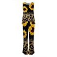 thumbnail image 4 of Mikilon Ensemble Stylé pour Femme 2 Pcs Décontracté Ample Imprimé Gilet Pantalon Long Sans Manches Col Rond Haut/chemise Ensemble Jaune m, 4 of 5