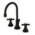 thumbnail image 1 of Kingston KS2980AX Robinet de Lavabo à Large Diffusion de 8 Po avec Bonde en Laiton, Noir Mat, 1 of 3