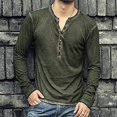 thumbnail image 3 of AMERTEER Man V Neck Long Sleeve Shirts Button On Slim For Shirt Leisure Solid Color Top, 3 of 6