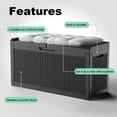 thumbnail image 4 of 60 gal Black Rattan Resin Deck Box - Water Resistant, Lockable for Patio, Garden, Cushions & Tools, 4 of 7