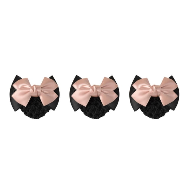 Transemion Wide Application Bow Work Hair Clips Snood Net For Stylish And Convenient Good Gifts Cloth Bowknot Hair Clip Hairnets Two Bows- light pink 3Set