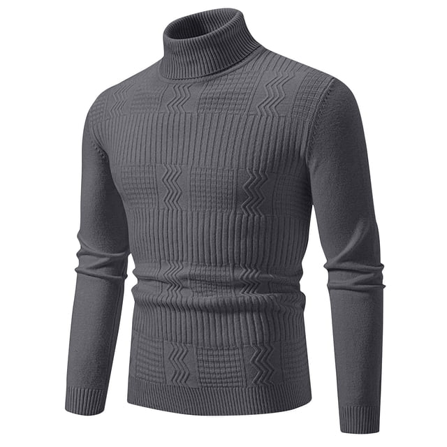 Birdeem Mens Winter Casual Fashion Solid Color Design Long Sleeved High Round Neck Sweater