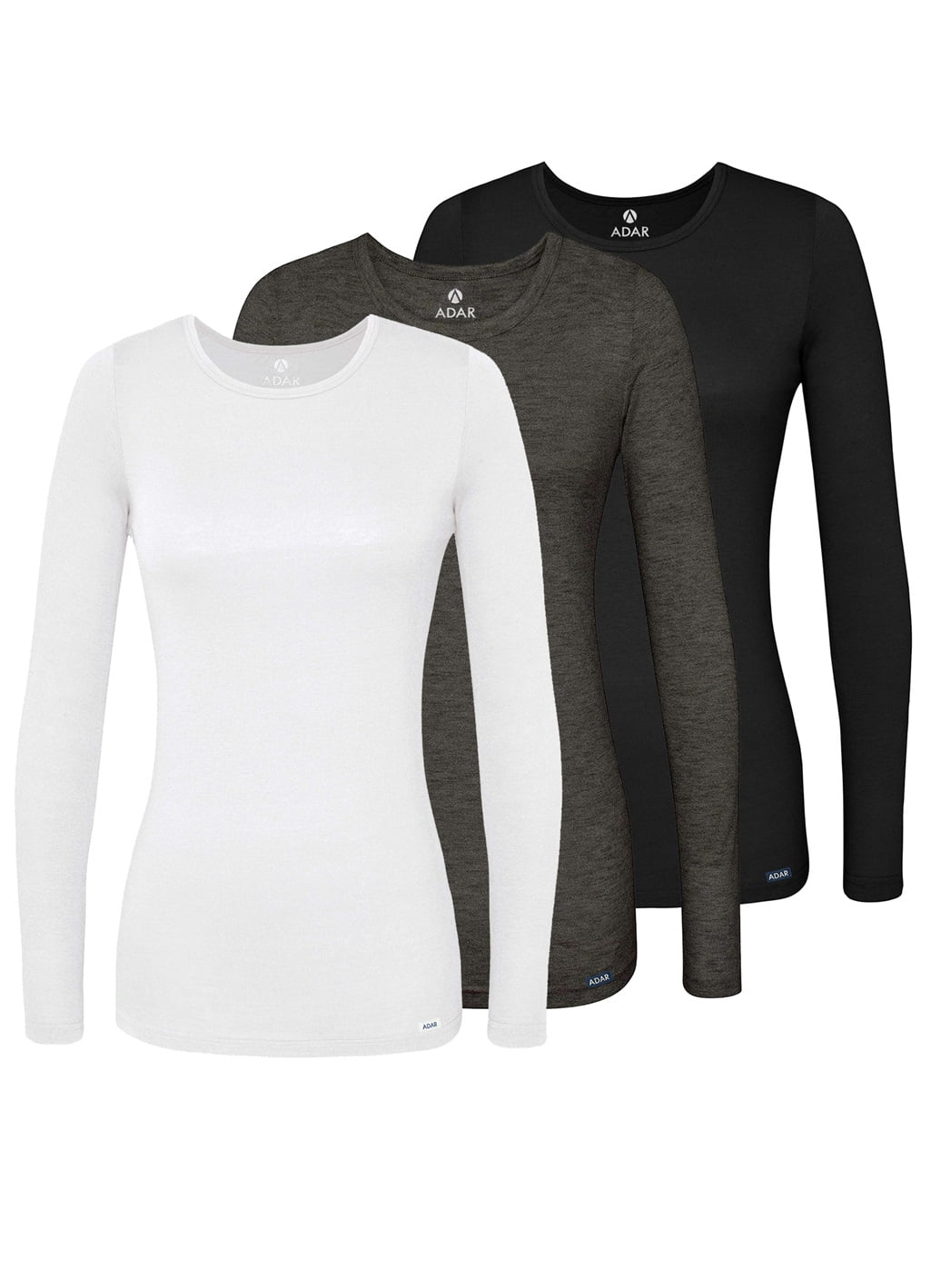 Adar Underscrubs for Women Multi Color 3 Pack - Long Sleeve Underscrub Comfort Tee