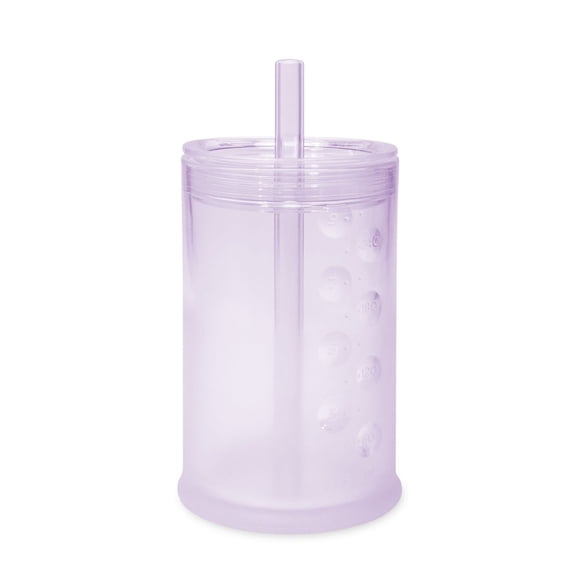 Olababy Clear View Silicone Training Cup with Straw Lid | Toddler Sippy Trainer 12mo+ | Unbreakable Water Drinking Cups for Kids 2yr+ | Baby Led Weaning & Feeding Supplies (Lilac 9 oz)