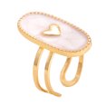 thumbnail image 2 of Finger Ring Oval Design Adjustable Opening Enamel Process Women Ring Multi-Symbol Design Hearts Stars Moons Pattern Finger Band, 2 of 8