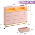 thumbnail image 4 of EDTara Commode Moderne avec Éclairage DEL RVB, Station de Recharge 4 AC + 2 USB, 6 Tiroirs Spacieux, Pattes en MDF et Métal Durables, Assemblage Facile, Rangement Multifonction pour Chambre/salon, 4 of 7