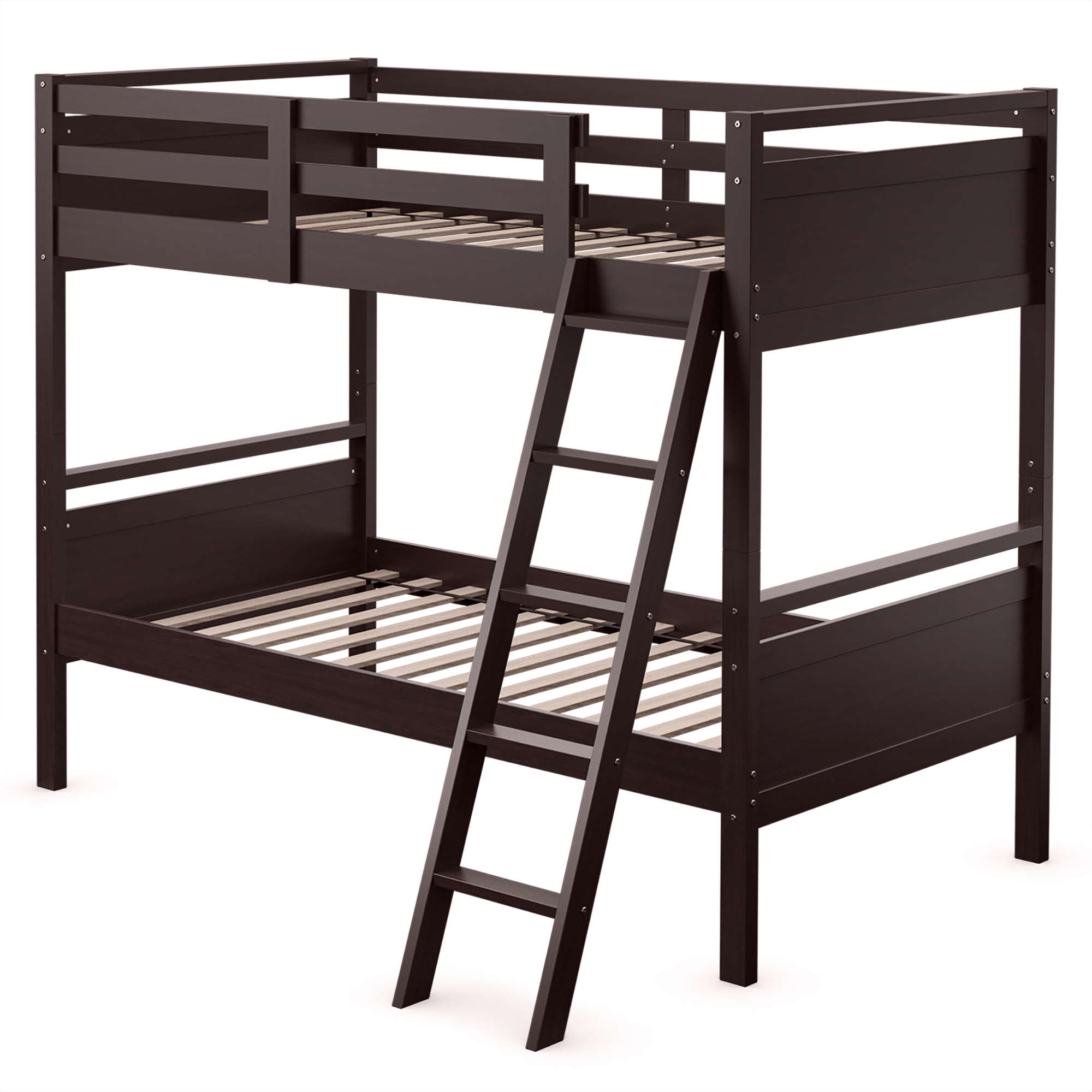 Costway Lit Superposé Simple sur Simple Convertible en 2 Lits Individuels en Bois Espresso