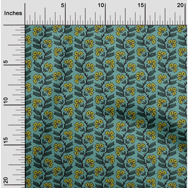 oneOone Polyester Lycra Fabric Leaves & Floral Block Fabric Prints By Yard 56 Inch Wide