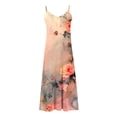 thumbnail image 5 of yoeyez Robes de Mariage de Printemps pour Invitées pour Femmes à Imprimé Floral à Bretelles Spaghetti Longues Robes Sans Manches à Col en V Grande Taille Robe d'Été Décontractée Ample et Fluide Multicolore, TG, 5 of 5