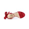 thumbnail image 4 of BLISSFUL STEP Women's Open Toe Ankle Tie Back Block Heels Sandals Red (Size 6.5), 4 of 7