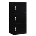 thumbnail image 1 of Hodedah 3 Shelf 3 Door Multi-Purpose Wooden Bookcase in Black Finish, 1 of 5