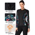 thumbnail image 2 of Charmo Womens Long Sleeve Rash Guard Top Zip Front Sun Protection Swim Shirt UPF 50+, 2 of 6