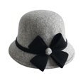 thumbnail image 1 of Chapeau Melon Petit pour Femme, Automne et Hiver, Nœud, Bout Rond, Décontracté, Style Bassin de Pêcheur, 1 of 3