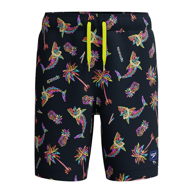 Speedo Boy's UV Protection Swim Trunk Mid Length Redondo Printed Shorts - Hyper Yellow, Size S
